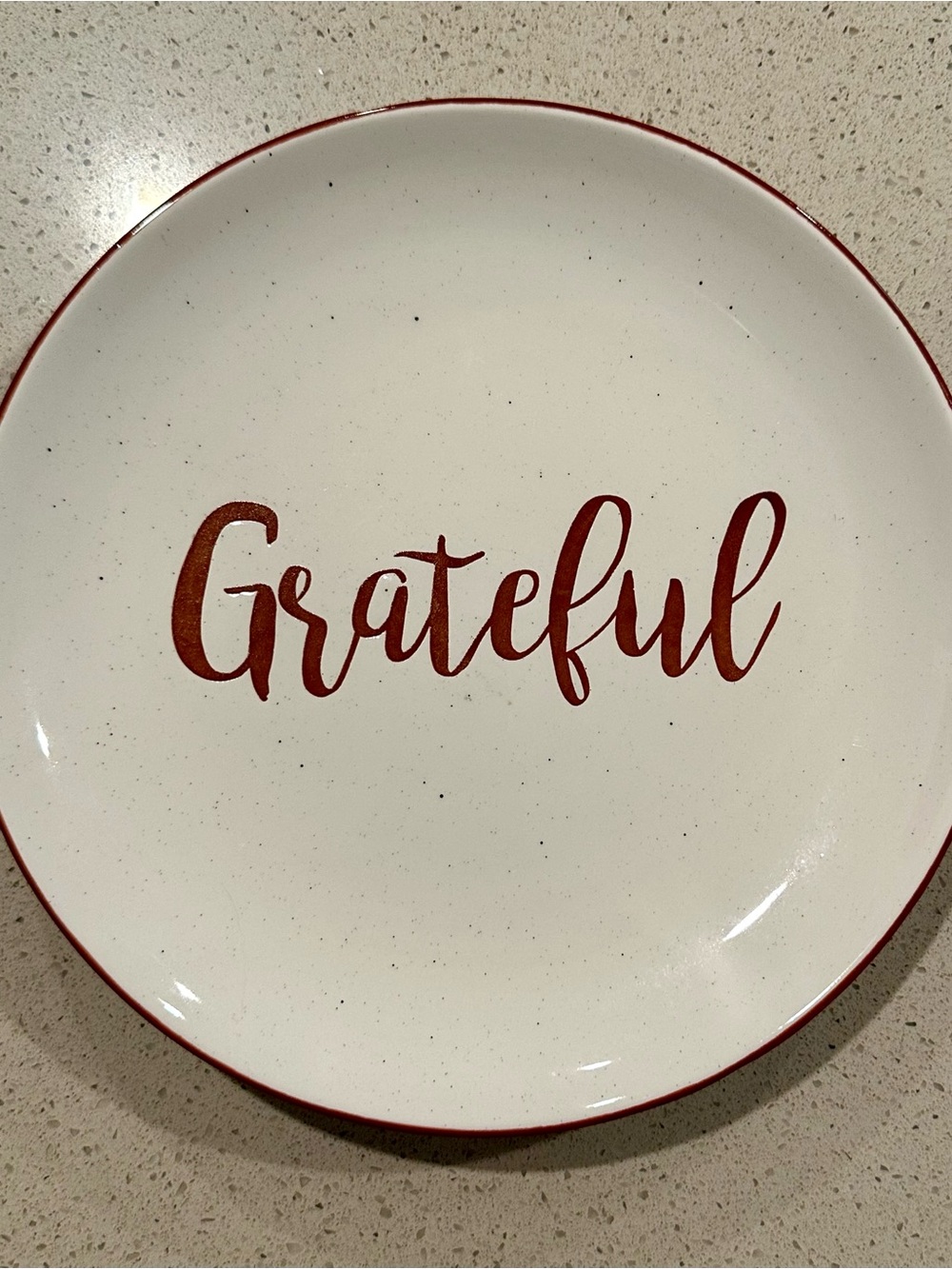 Hobby Lobby Grateful Ceramic Dinner Plate in Burnt Orange and Cream